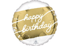 Foil Balloon - "happy birthday" - Golden Age - 45 cm